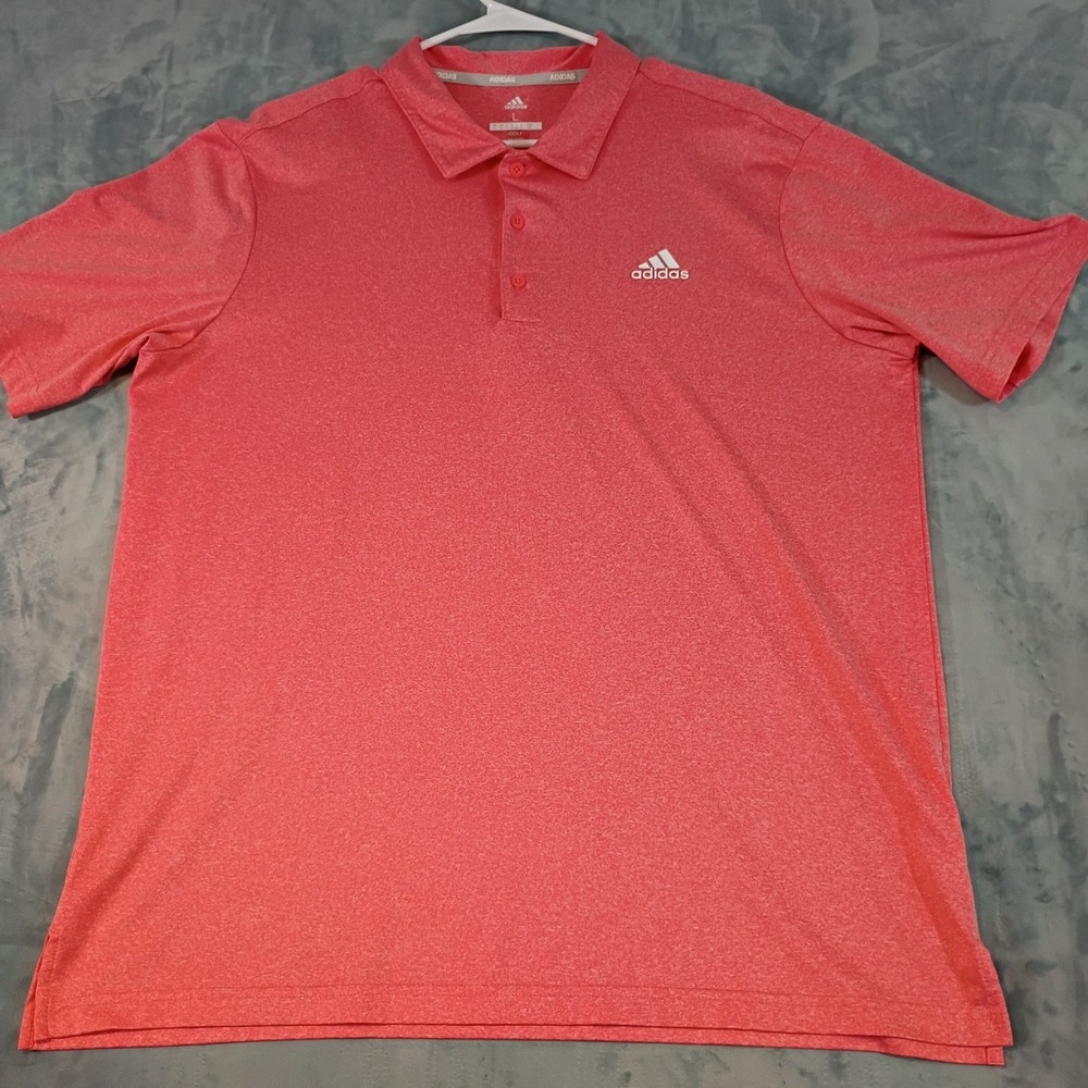 Adidas Golf Mens Large Pink Heather Short Sleeve Performance Polo Shirt 0418